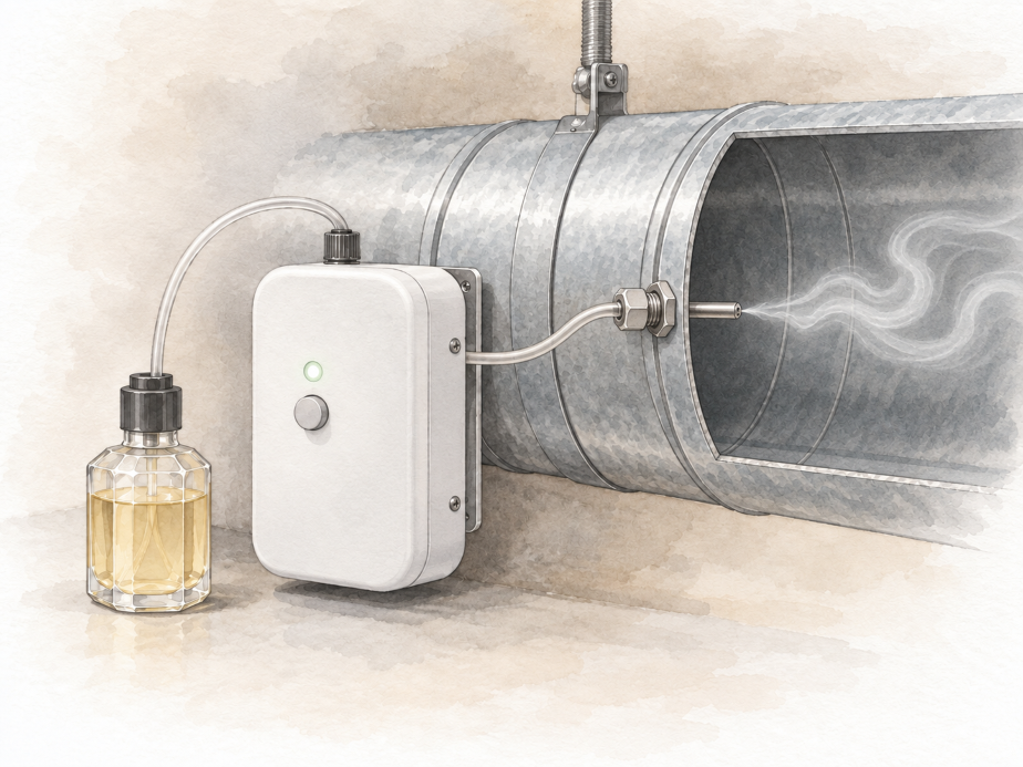 HVAC-connected scent delivery equipment.
