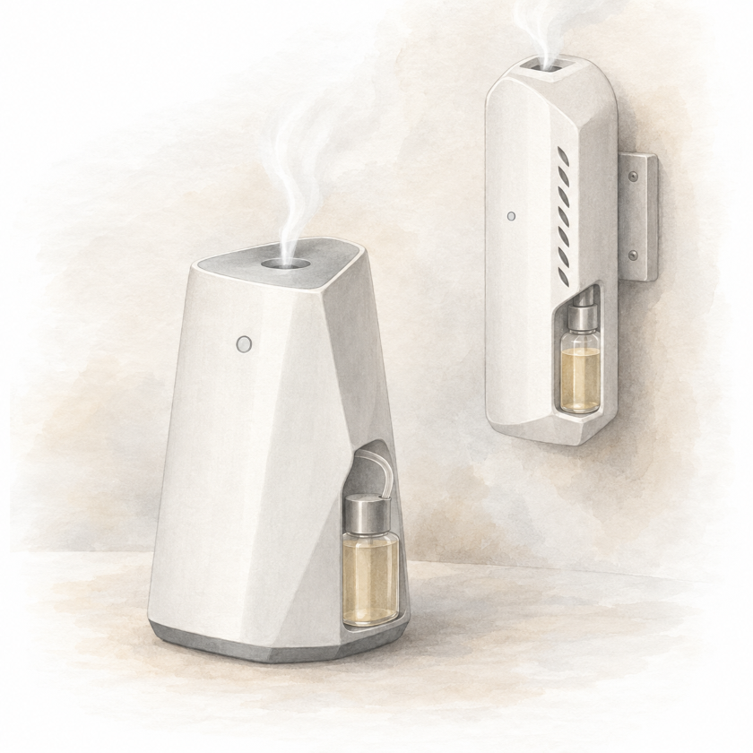 Automatic aerosol dispenser used to release fragrance at intervals.