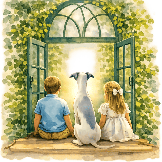 Sadie with children and pets in an indoor setting.