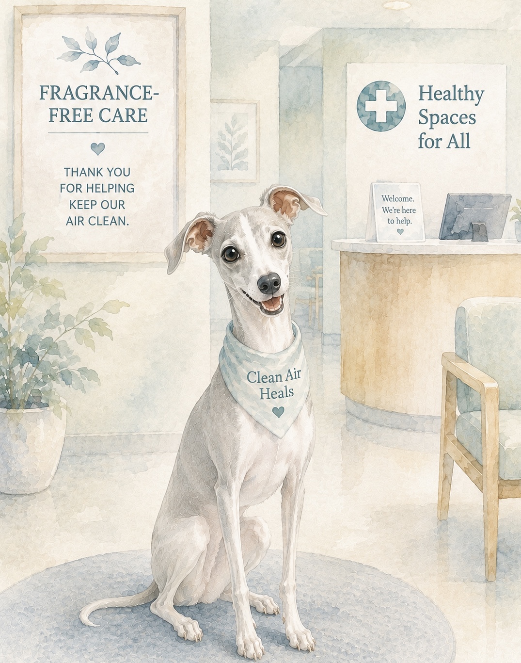 Sadie in a health care setting.