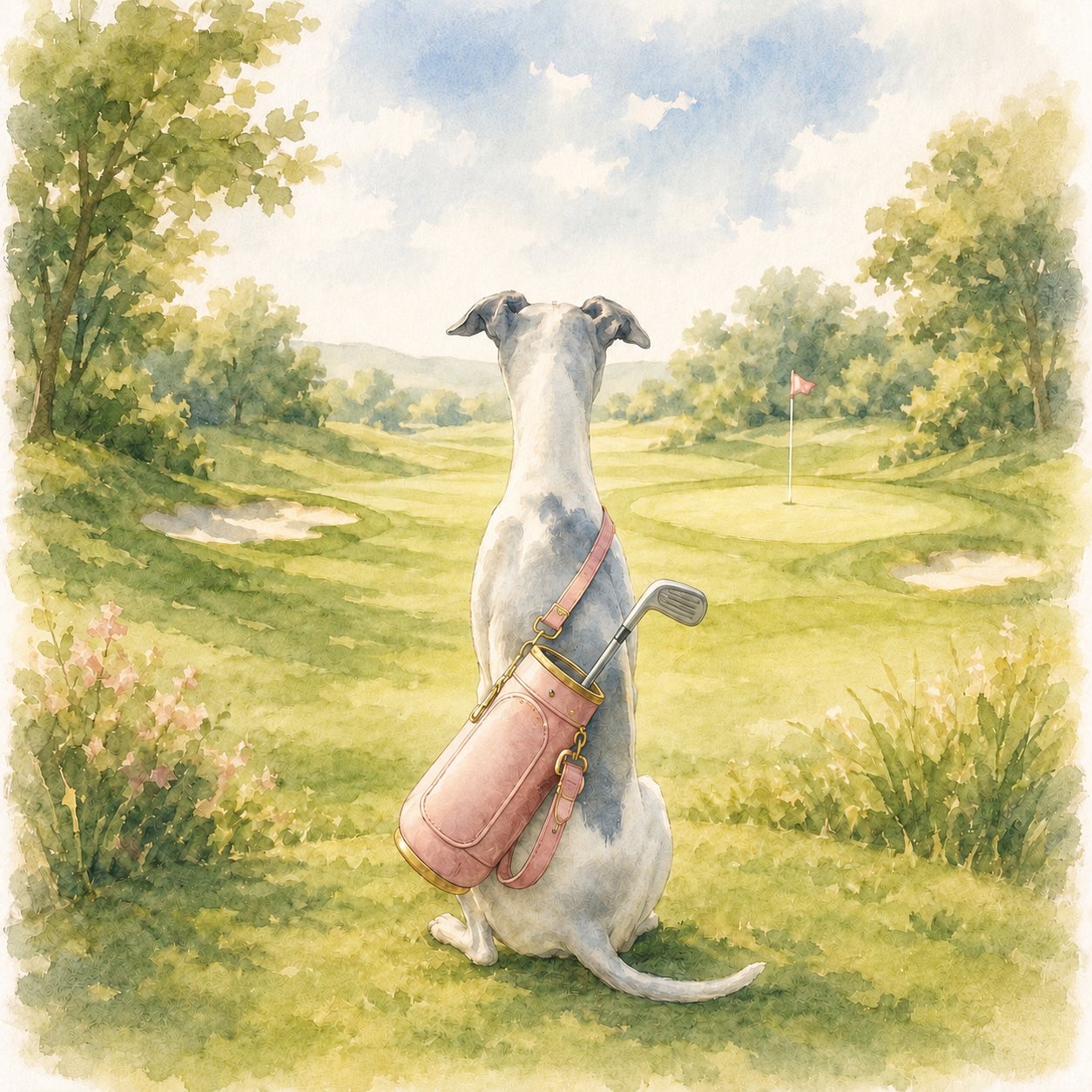Sadie playing golf.